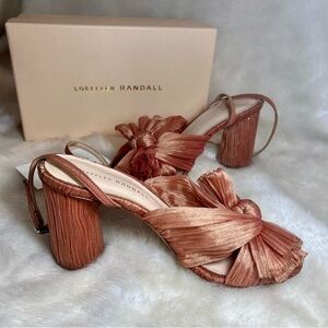 Loeffler Randall light pink sling back shoes camellia sandals chunky heels